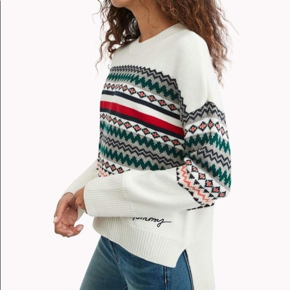 Tommy Hilfiger Sweaters | Tommy Hilfiger Fair Isle Crewneck Sweater | Color: White | Size: L | Nrenee1616's Closet
